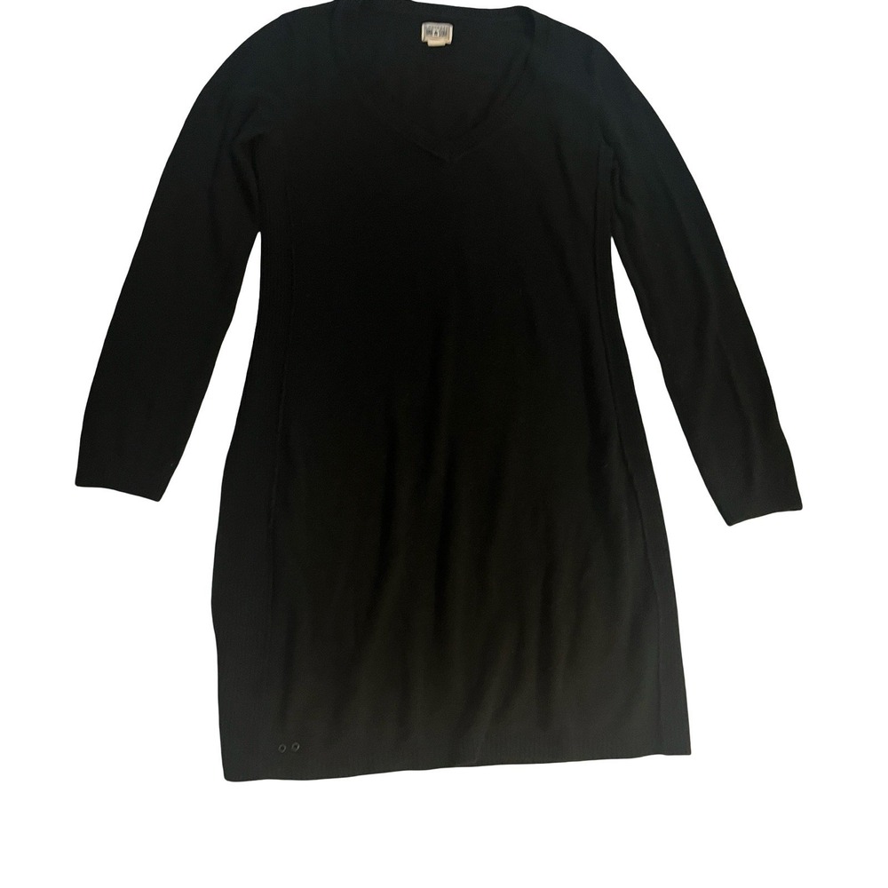 Converse One Star Size L/XL Sweater Dress Black V-Neck Fitted Long Sleeve